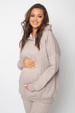 Утепленный спортивный костюм для беременных и кормящих 16216 светлый какао меланж
