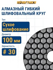 Круг алмазный гибкий шлифовальный ПРАКТИКА 100 мм для сухого шлифования, P 30 (925-532)