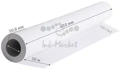 Бумага Cactus CS-PC120-61030 24"(A1) 610мм-30м/120г/м2/белый матовое универсальная (с покрытием) втулка:50.8мм (2") (упак.:1рул) — фото 2