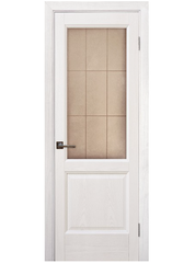 Купить Межкомнатная дверь шпон Классик ясень белый остеклённая