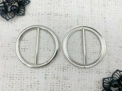 Пряжка металл, d 4,3 см, внутренний d 3,5 см, никель