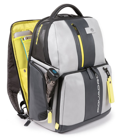 Рюкзак Piquadro Urban, серый/желтый, кожа натуральная (CA4550UB00BM/GRGR)
