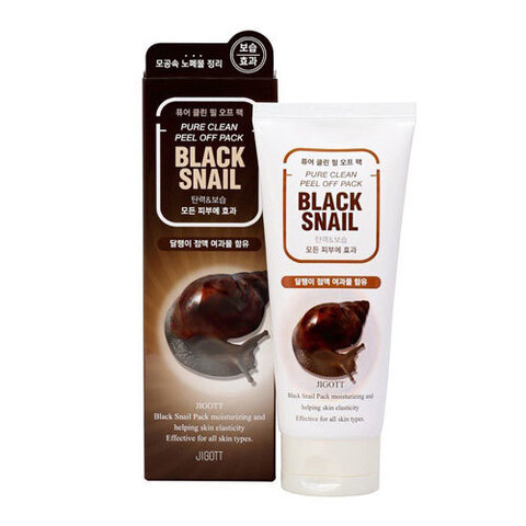 Jigott Black Snail Pure Clean Peel Off Pack - Маска-пленка очищающая с муцином черной улитки