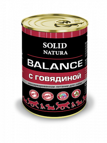 Solid Natura Balance Говядина влажный корм для собак жестяная банка 0,34 кг