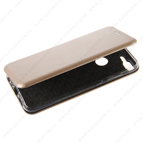 Чехол-книжка для Huawei Honor 9 Lite - book case книжка желтое золото