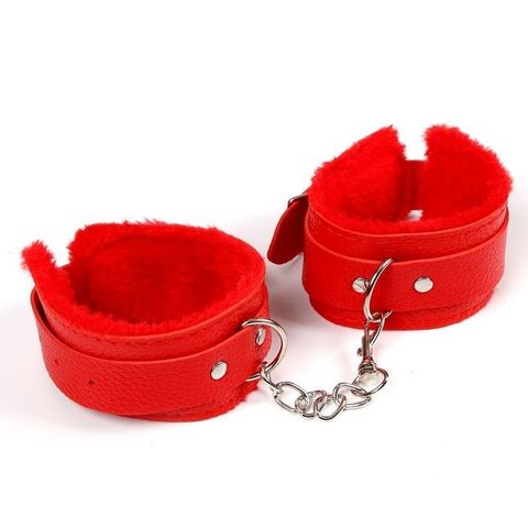 Красные наручники с меховой подкладкой и ремешками - Сима-Ленд Страна Карнавалия 9100148