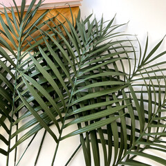 Пальма, искусственная зелень, высококачественный пластик, 47 см, цвет насыщенный зеленый, набор 10 шт.