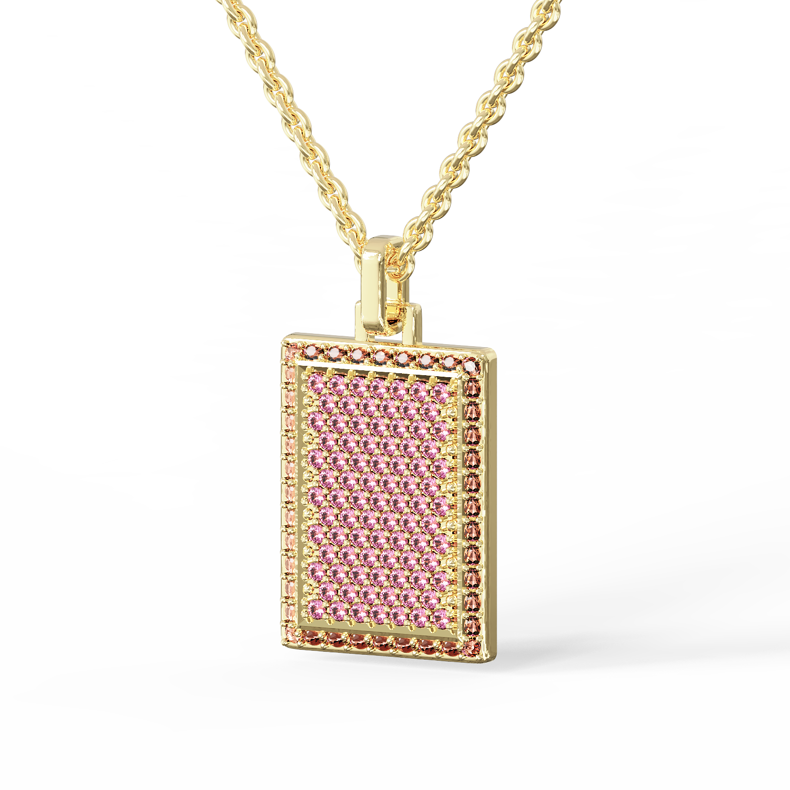 

Колье Rectangle Medallion With Pink Zircons - Gold