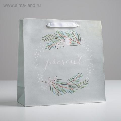 Пакет крафтовый квадратный Present, 30 × 30 × 12 см