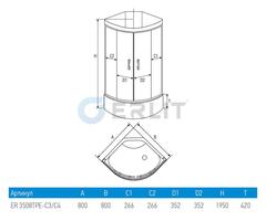 ДУШЕВАЯ КАБИНА ERLIT ER3508TPE-C3 80x80x194 ВЫСОКИЙ ПОДДОН