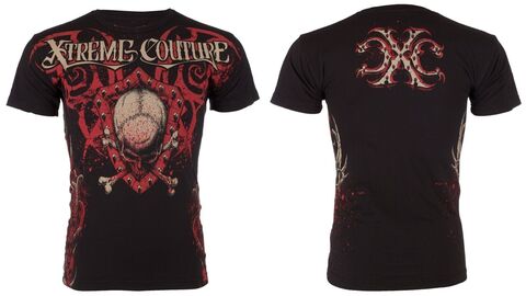 Xtreme Couture | Футболка мужская AMAZON Black Red X697 от Affliction перед и спина