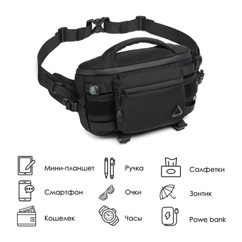 Картинка сумка поясная Ozuko 9778 Black - 10