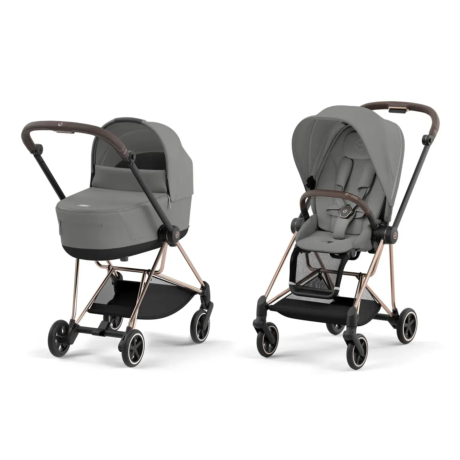 Коляски Cybex Priam с крыльями Детская коляска Cybex Mios 2 в 1 Mirage Grey Rosegold cyb_23_int_-excl_us-_y270_mios_rogo_migr_.webp