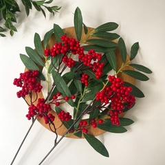 №2 Ягоды рябины на ветке, цвет красный, 53 см, набор 2 ветка.