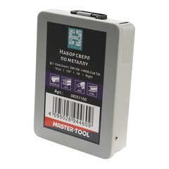 Набор сверл по металлу 1-10мм 19шт DIN338 HSSE-Co8 TiN 135° (мет. кейс) H-Tools 08351100
