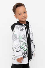 джемпер  для мальчика  КР 302743/речной перламутр,граффити к562