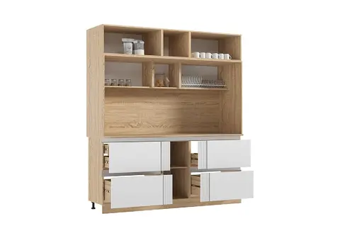 МДФ Кухня Карина Центральная секция 2000 (Пластер Бьянко, сонома)