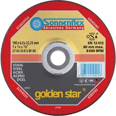 Абразивный шлифовальный диск Silverstar 180x6,0x22,23 AS24R6BF F27 GS STEEL Sonnenflex 10401