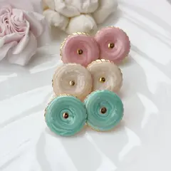 Серьги пусеты с эмалью круглые, розовый, 25 мм, сталь, позолота, СГ051