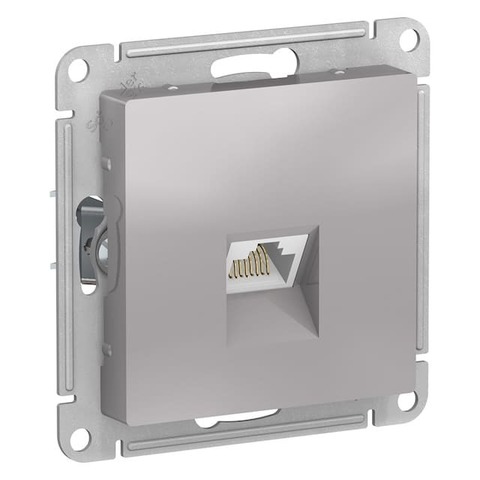 Розетка компьютерная разъём RJ 45 6 кат. Цвет Алюминий. Schneider Electric AtlasDesign. ATN000386