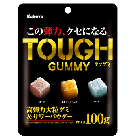 Жевательный мармелад твердый со вкусом колы, энергетика и содовой Kabaya Tough Gummy, 100 гр