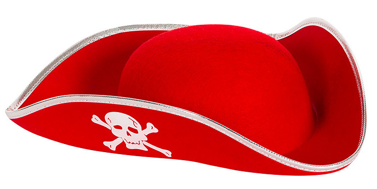Шляпа Пират, фетр, Красный, 1 шт.