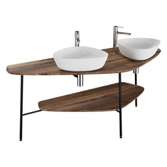 Vitra 64043 Plural столешница под 2 раковины, 160 cm, массив, цвет темный дуб фото