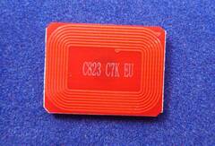 Чип для тонер-картриджа OKI C823. Цвет голубой. Ресурс 7K
