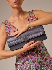 Клатч замшевый синий серебро