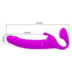 Лиловый безремневой страпон с вибрацией Zanini - 