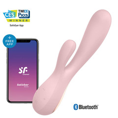 Розовый вибратор-кролик Satisfyer Mono Flex с управлением через приложение - 20,4 см. - 