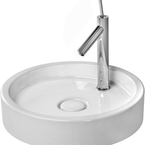 Duravit Раковина накладная  круглая 470 мм, с 1 отв под смеситель, без переливом,выпуск с керамической крышкой .  цвет белый 386470027