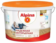 Краска водно-дисперсионная для внутренних работ Alpina Надежная интерьерная белая, 10 л
