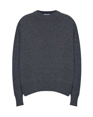 Джемпер из смесового кашемира с круглым вырезом темно-серый