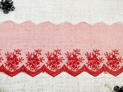 Вышивка на сетке, ш. 15 см, красный