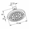 Kludi 66 511 0500 A-QA Верхний душ Ø245 мм, 1 режим, ½", 38 л/мин