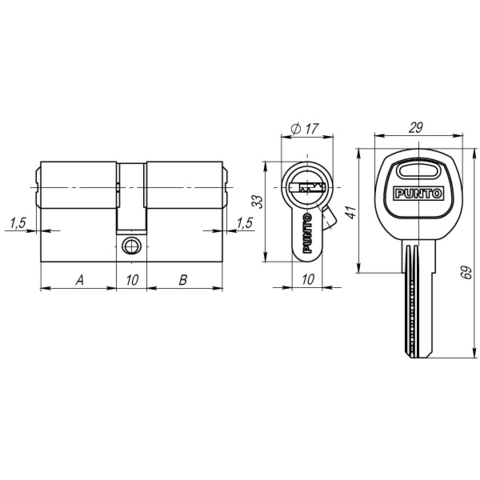 Цилиндровый механизм A200/60 mm (25+10+25) SN мат. никель 5 кл.