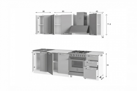 Кухня Техно-2 2.0 м белый матовый / дерево