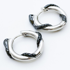 Швензы-кольца Змея, родиевое покрытие, размер 21*23 мм, цена за пару