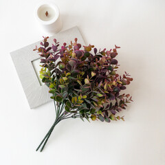 №3 Эвкалипт искусственный, шаровидный, сиреневый, 35 см., набор 2 букета.