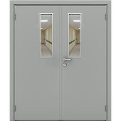 Купить Влагостойкая двустворчатая дверь Модель 5 серая остеклённая