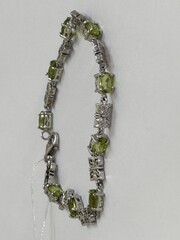 Хризолит микс (браслет из серебра)
