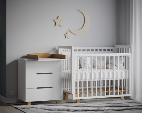 Кроватка для новорождённых Incanto ANNIKEN на ножках (в т.ч. приставная) цвет белый/бук