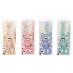 
          Линейка Basir пластиковая, набор 4 шт, серия "Лапки", 4 предмета: линейка 20 см, транспортир и два угольника