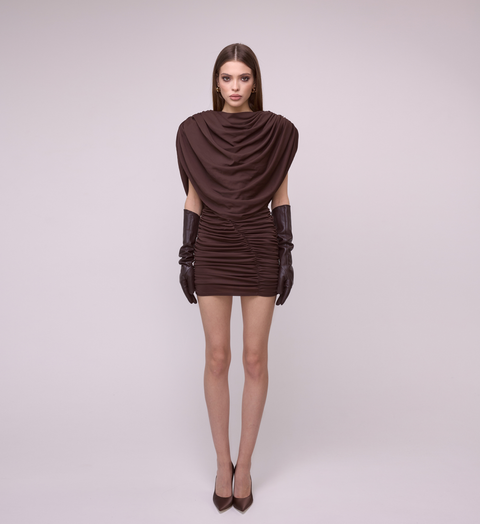 Платье DARK BROWN PELERINE