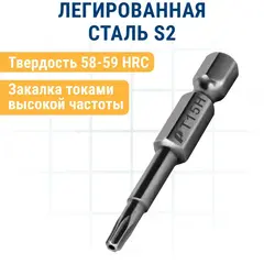 Бита отверточная ПРАКТИКА Профи Torx Tamper-15 х 50мм (2шт) (776-447)