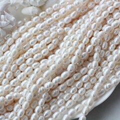 Жемчуг натуральный речной, рис, 7,5-11,3 мм, 1 нить, Ж027