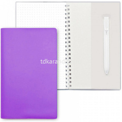 Блокнот 110*190мм 48л Фиолетовый в точку, на спирали, съемная силиконовая обложка, с ручкой