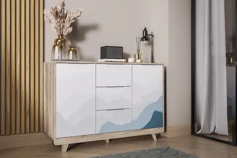 Комод Мегаполис КМ-15 дуб каньон / фотопечать аква