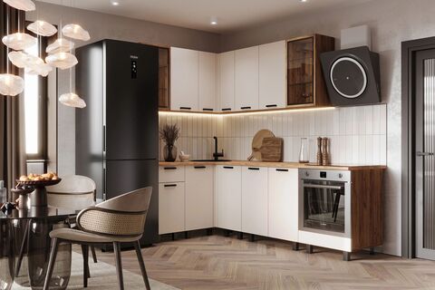 Кухня Техно 1,4х2,4м Компоновка №9 (Кашемир, Дуб Крафт (Дуб вотан))